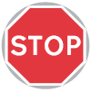 A red stop sign with white text

Description automatically generated